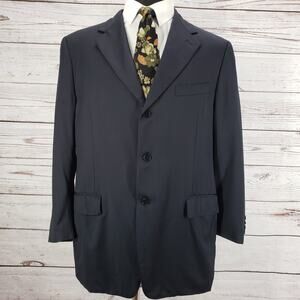 Canali Men's Dark Blue 100%Wool 3 Button Blazer Sportscoat Jacket Size 54R
